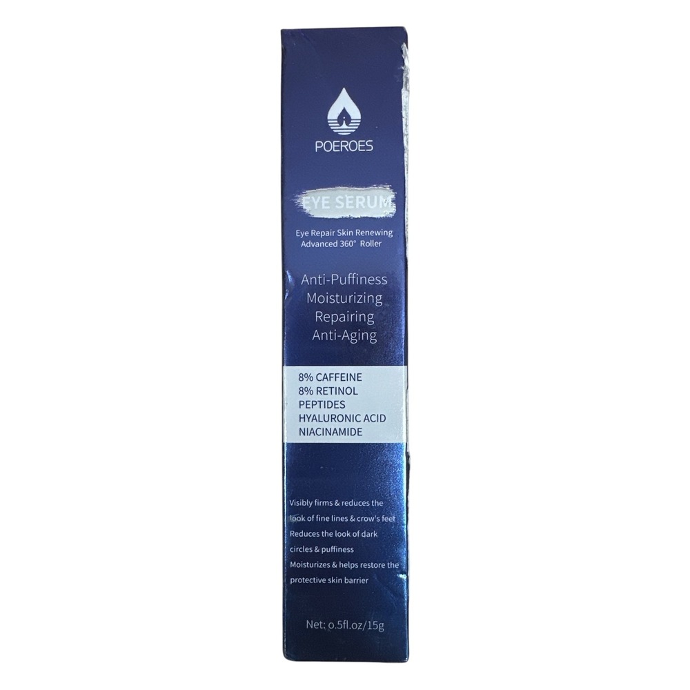 POEROES Eye Serum 8% Caffeine 8% Retinol Roller Anti-Aging Dark Circles 0.5oz